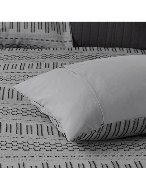 Upgrade Your Bedroom Decor with Cotton Comforter Mini Set, Farmhouse Style, Includes Comforter and Shams, Grey/Black for Full/Queen Bed