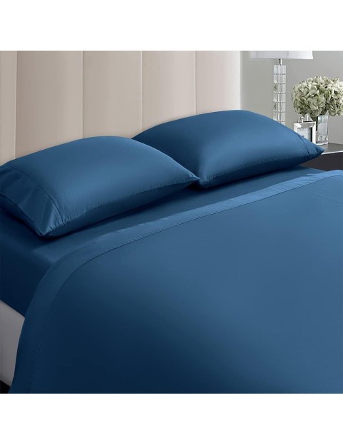 100% Egyptian Cotton Sheets King Size,1000 Thread Count Luxury Heavy Bed Sheets Set,Very Smooth Soft with 18" Deep Pocket Sheets 4 Pc Sets(Ocean Blue, King)